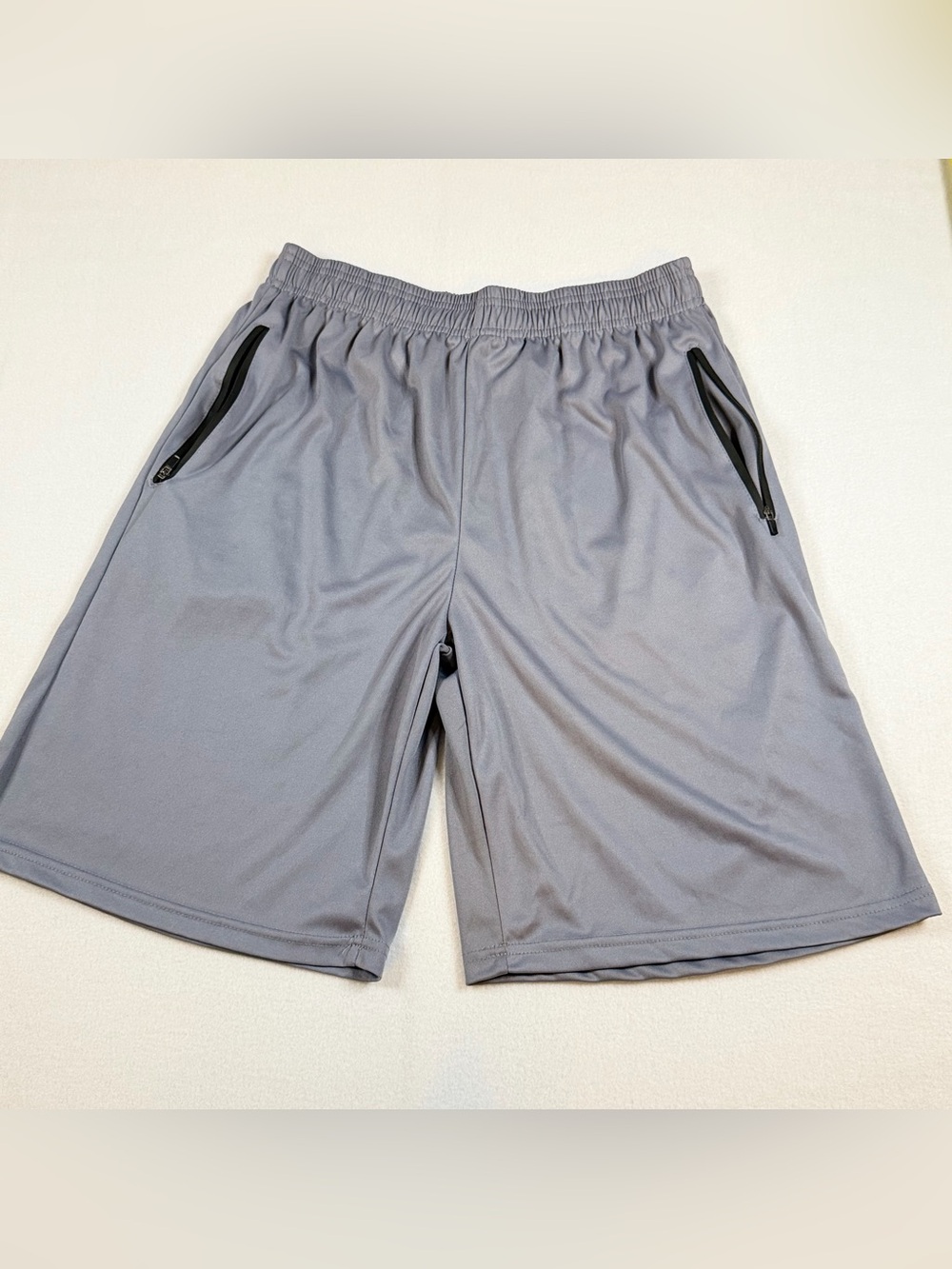 Men's Athletic Performance Shorts - Light Gray with Zipper Pockets